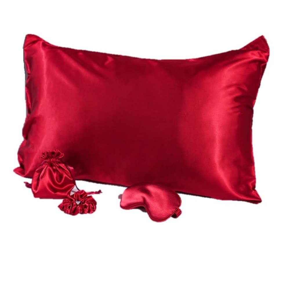 Silk Satin pillowcase with eye mask and hair scrunchie Queen size